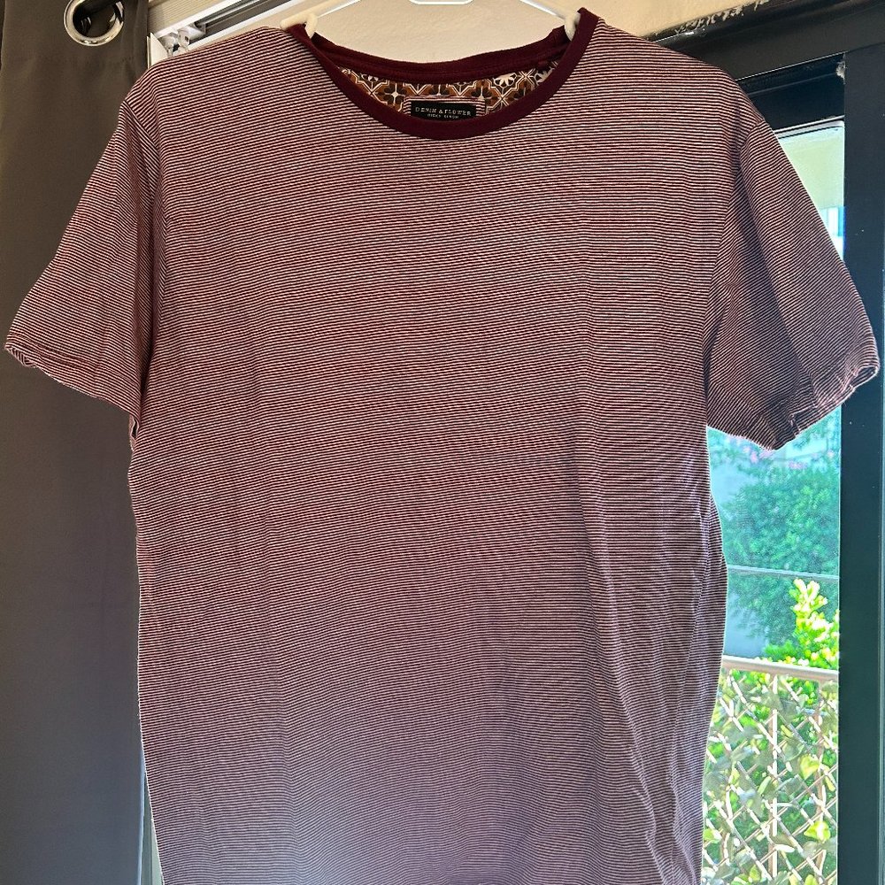 PACSUN Denim & Flower M Maroon and White Short-Sleeved T-Shirt